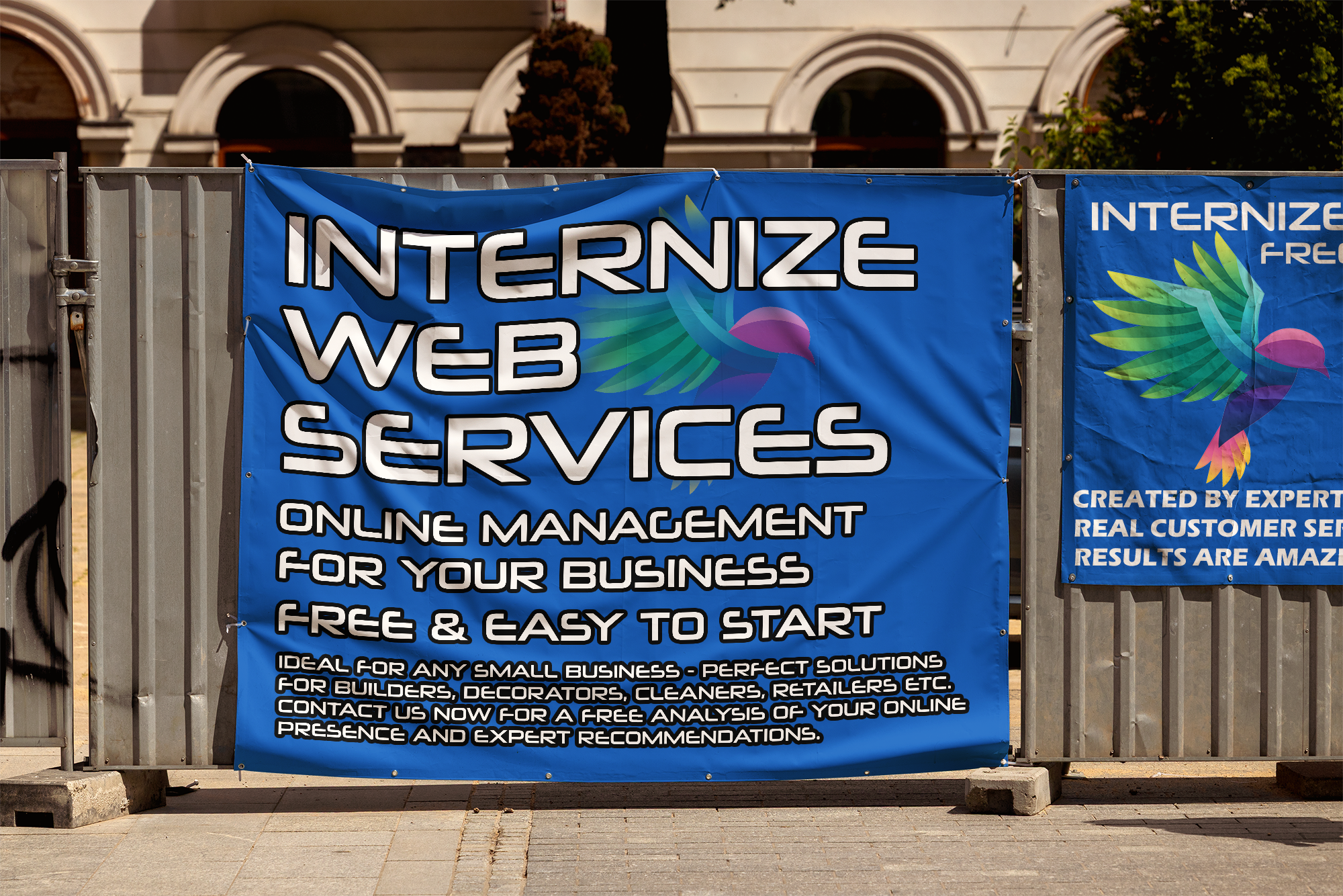 Internize Web Services Small Business Hanging Banner Mockup